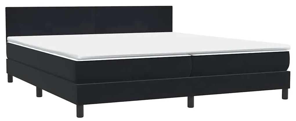 vidaXL Κρεβάτι Boxspring με Στρώμα & LED Μαύρο 180x210 εκ. Βελούδινο