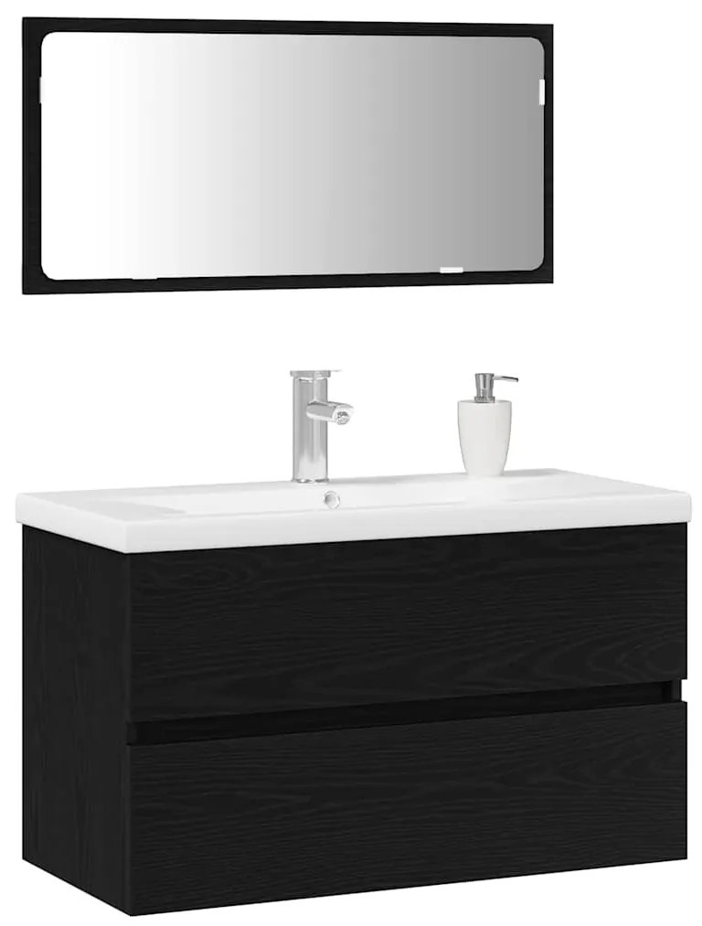 vidaXL Σετ Επίπλων Μπάνιου 3 pcs Μαύρη δρυς 80 x 38.5 x 45 cm