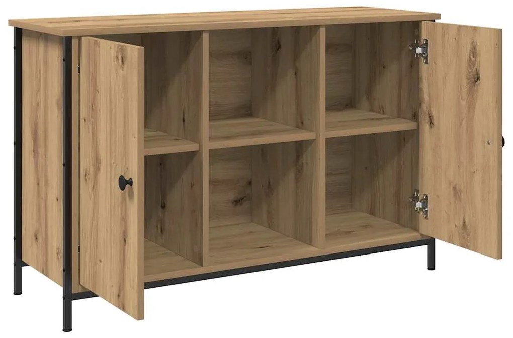 vidaXL Ντουλάπα Τηλεόρασης Μαύρη Δρυς 101x35x65 εκ. Κατασκευασμένο από ξύλο και ατσάλι