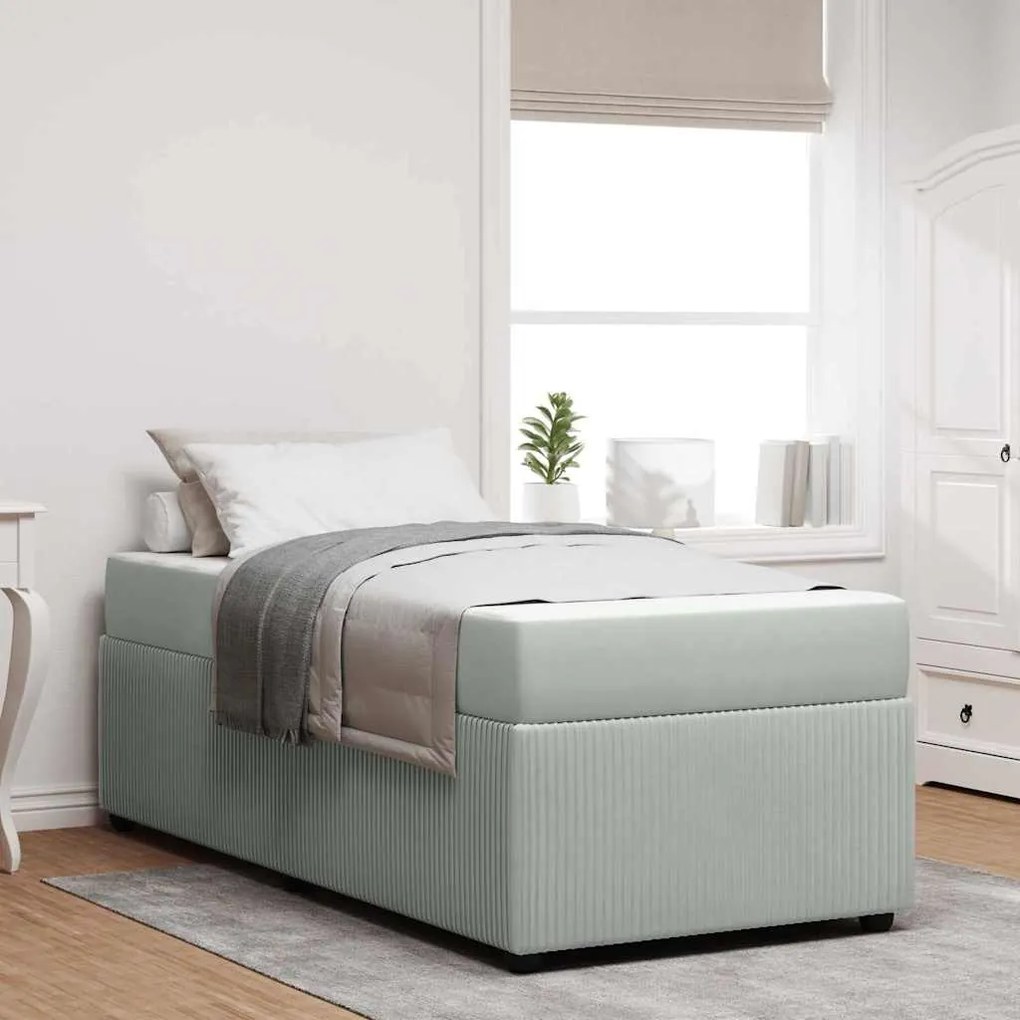 vidaXL Σκελετός Κρεβατιού με στρώμα Ανοιχτό γκρι 90 x 200 cm ύφασμα