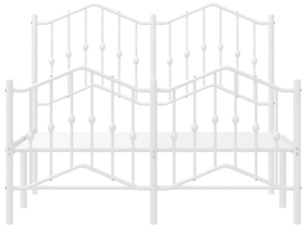 vidaXL Πλαίσιο Κρεβατιού με Κεφαλάρι/Ποδαρικό Λευκό 120x190εκ. Μέταλλο