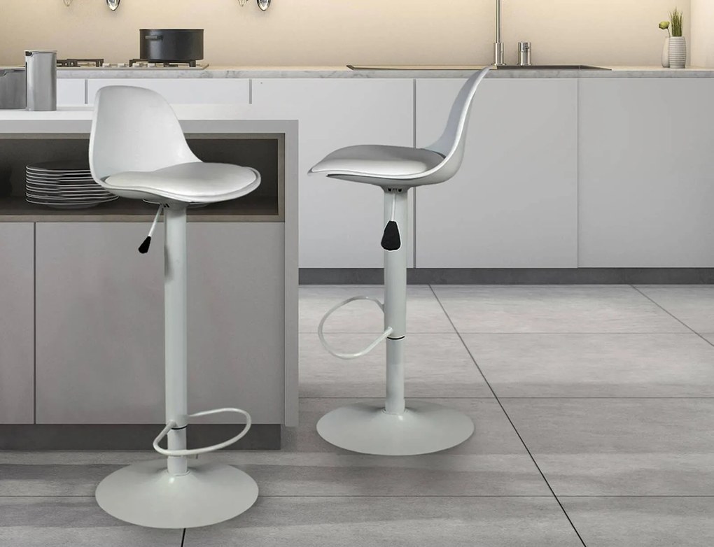 Σκαμπό μπαρ Isak Home Deco Factory με ρυθμιζόμενο ύψος και διαστάσεις 41.5x38x83cm/104cm - White