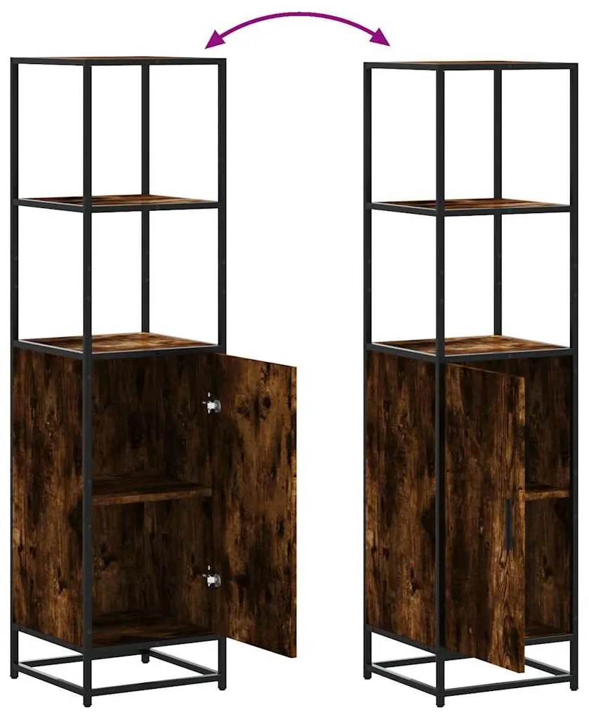 Highboard Καπνιστή δρυς Κατασκευασμένο ξύλο και μέταλλο - Καφέ