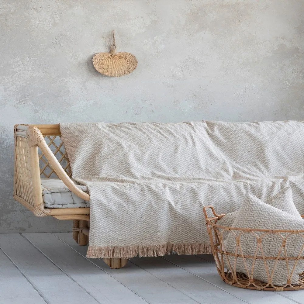 Ριχτάρι Wavy Beige Nima Τριθέσιο 180x300cm Cotton-Polyester