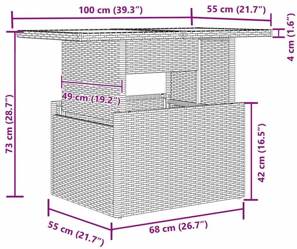 vidaXL Σετ Καναπέ Κήπου 10 pcs Μπεζ 100 x 55 x 73 εκ Πολυ ράταν