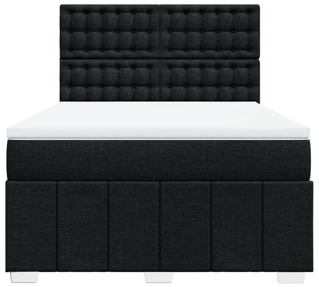 vidaXL Κρεβάτι Boxspring με Στρώμα Μαύρο 140x190 εκ. Υφασμάτινο