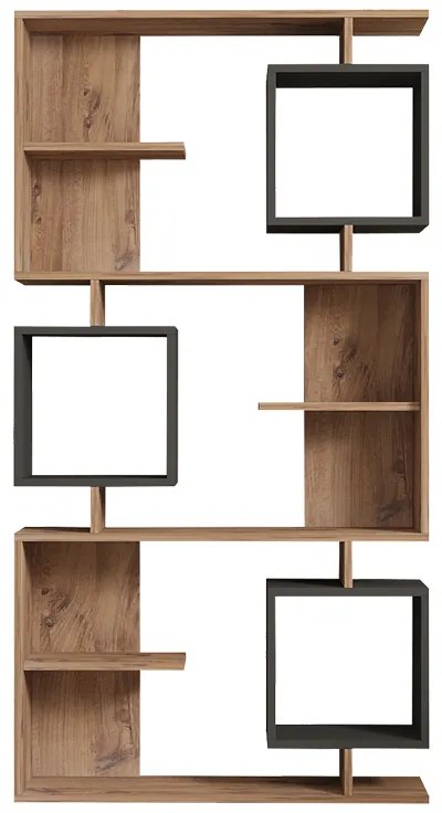 Βιβλιοθήκη Cubix pakoworld σε sonoma-ανθρακί απόχρωση 90x24,6x171,90εκ (1 τεμάχια)