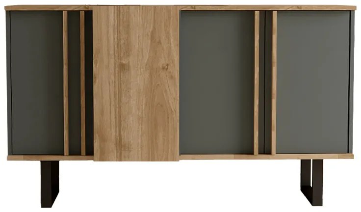 Μπουφές Amanda I pakoworld σε ανθρακί-καρυδί απόχρωση 160x74x79εκ