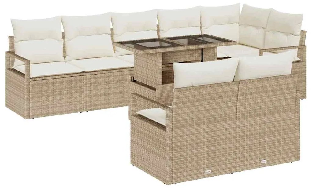 vidaXL Σετ Καναπέ Κήπου 9 pcs μπεζ και κρεμ 100 x 55 x 73 εκ