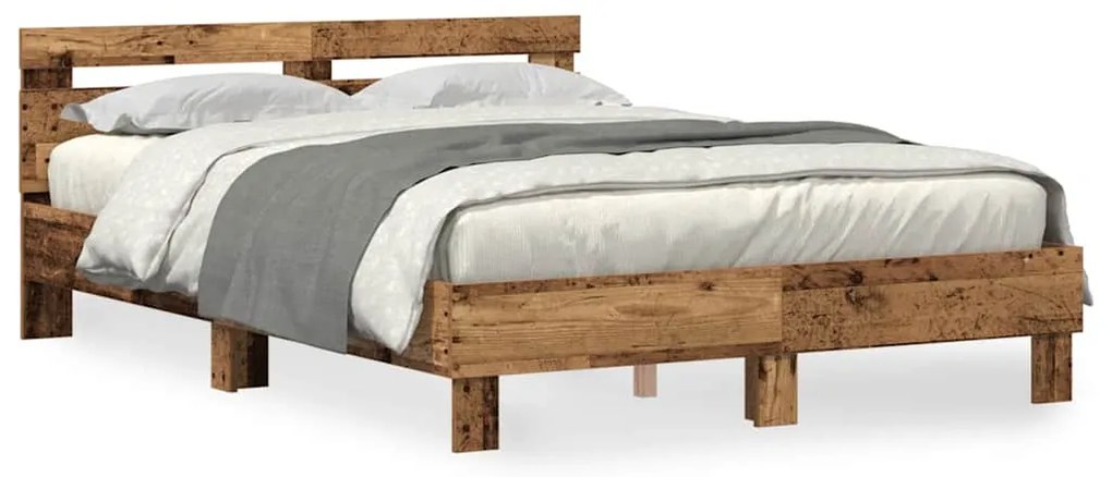 vidaXL Σκελετός Κρεβατιού Παλαιό ξύλο 140 x 190 cm Επεξεργασμένο ξύλο