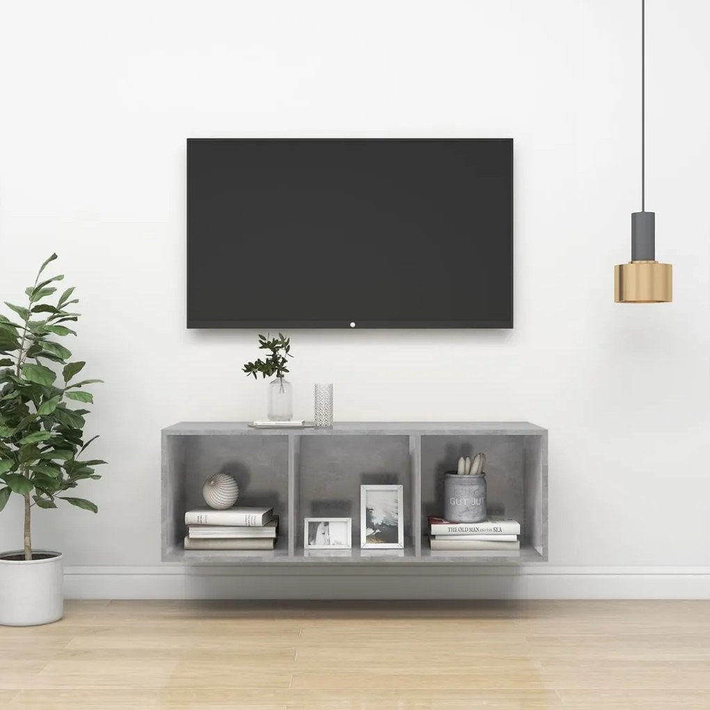 vidaXL Έπιπλο Τηλεόρασης Κρεμαστό Γκρι Σκυρ. 37x37x107 εκ. Επεξ. Ξύλο