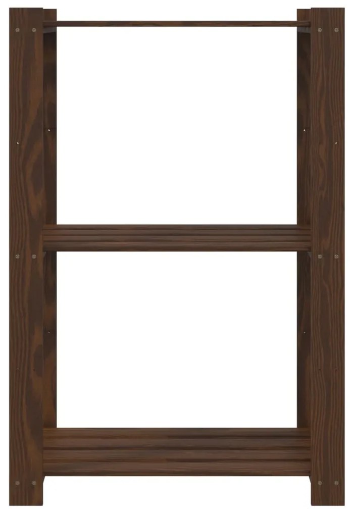 vidaXL Ραφιέρα με 3 Ράφια Καφέ 60 x 38 x 90 εκ. από Μασίφ Ξύλο Πεύκου