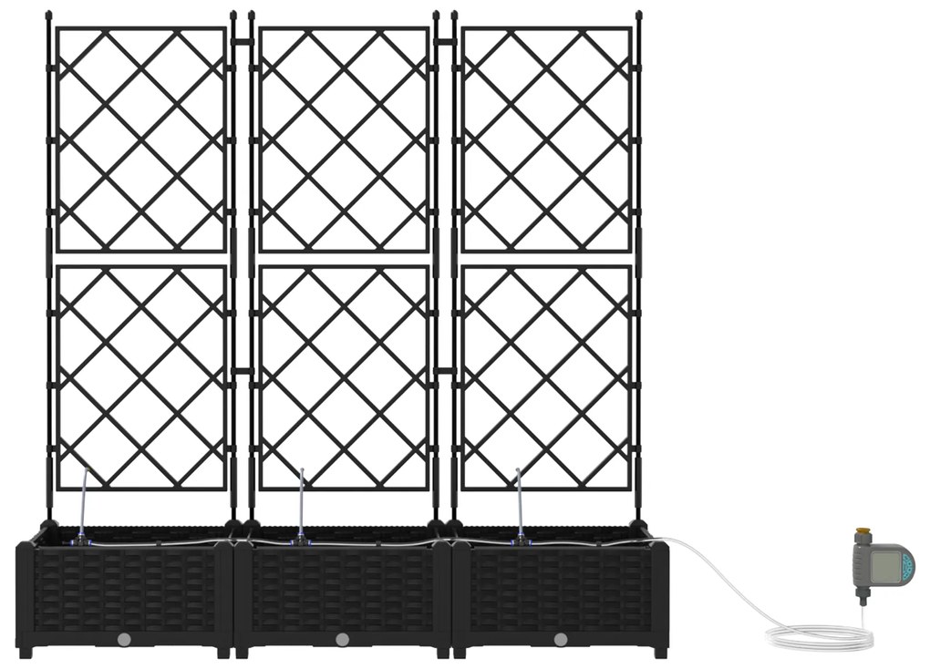 vidaXL Γλάστρες Κήπου 1 τεμ Καφασωτό Μαύρο 120 x 40 x 126 cm Πλαστικό