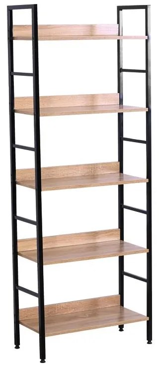 Βιβλιοθήκη Elbo φυσικό-μαύρο μέταλλο 60x28x126εκ 60x28x160 εκ.