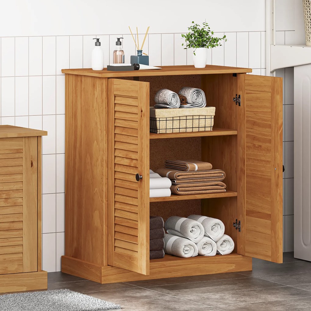 vidaXL Ντουλάπι Μπάνιου καφέ μελί 68 x 34 x 80 εκ Μασίφ ξύλο πεύκου