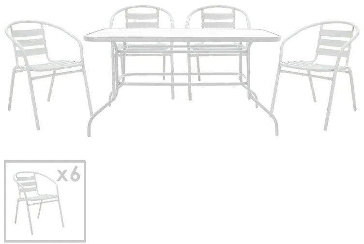 Τραπεζαρία Valor-Tade σετ 7τεμ μέταλλο λευκό