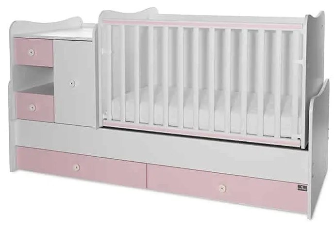 Πολυμορφικό βρεφικό κρεβάτι Mini Max  White + Pink 10150500038A Lorelli