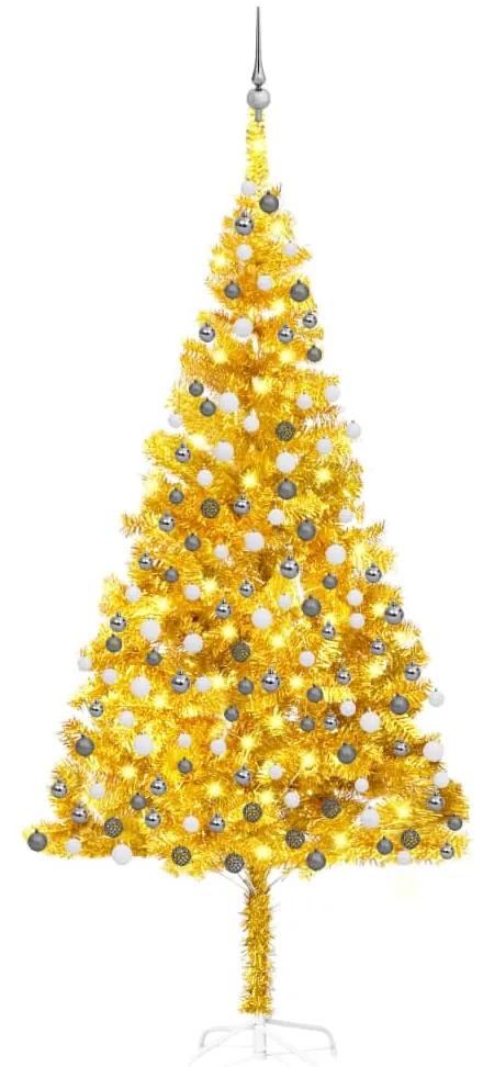 vidaXL Χριστουγεννιάτικο Δέντρο Τεχνητό με LED/Μπάλες Χρυσό 240 εκ PET