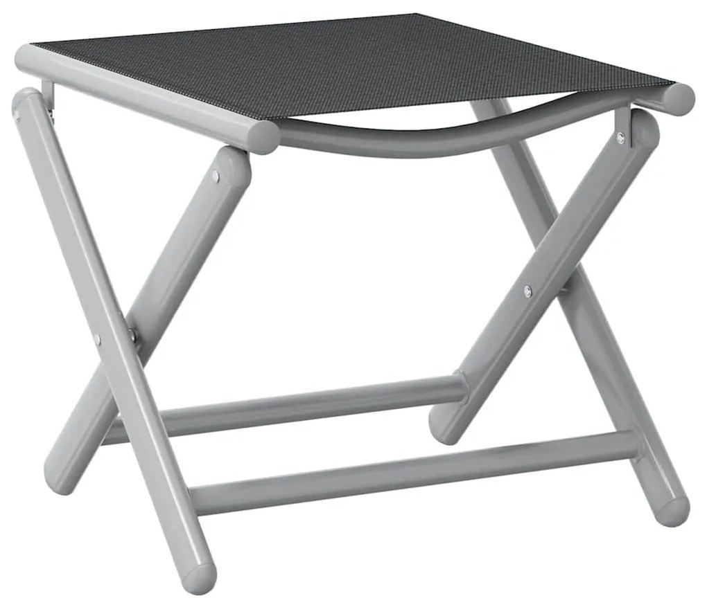 vidaXL Πτυσσόμενο Υποπόδιο Μαύρο και Ασημί από Textilene και Αλουμίνιο