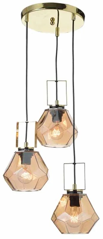 Φωτιστικό Οροφής Τρίφωτο Aca Diamondra V371483PA Gold/Amber