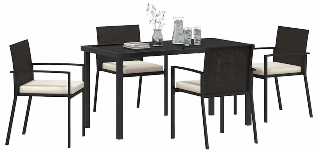 vidaXL Σέτ φαγητού για κήπο 5 pcs Μαύρο Χάλυβας με επίστρωση πούδρας