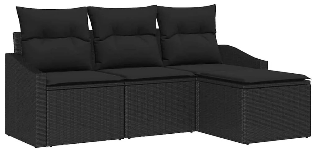 vidaXL Σετ Καναπέ Κήπου 4 pcs Μαύρο Πολυ rattan, βαμμένο ατσάλι