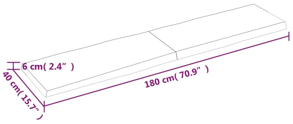 Επιφ Τραπεζιού Αν Καφέ 180x40x(2-6)εκ.Ακατέργ. Μασίφ Ξύλο Δρυός - Καφέ