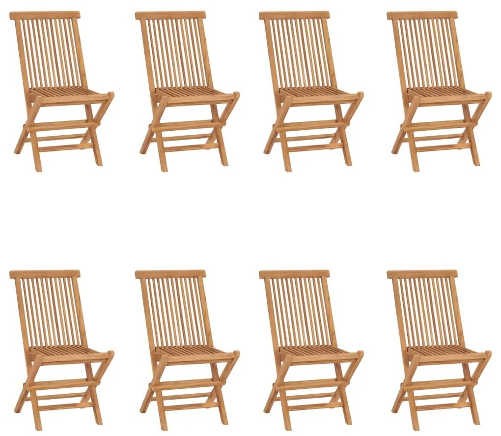 vidaXL Καρέκλες Κήπου Πτυσσόμενες 8 τεμ. Μασίφ Ξύλο Teak