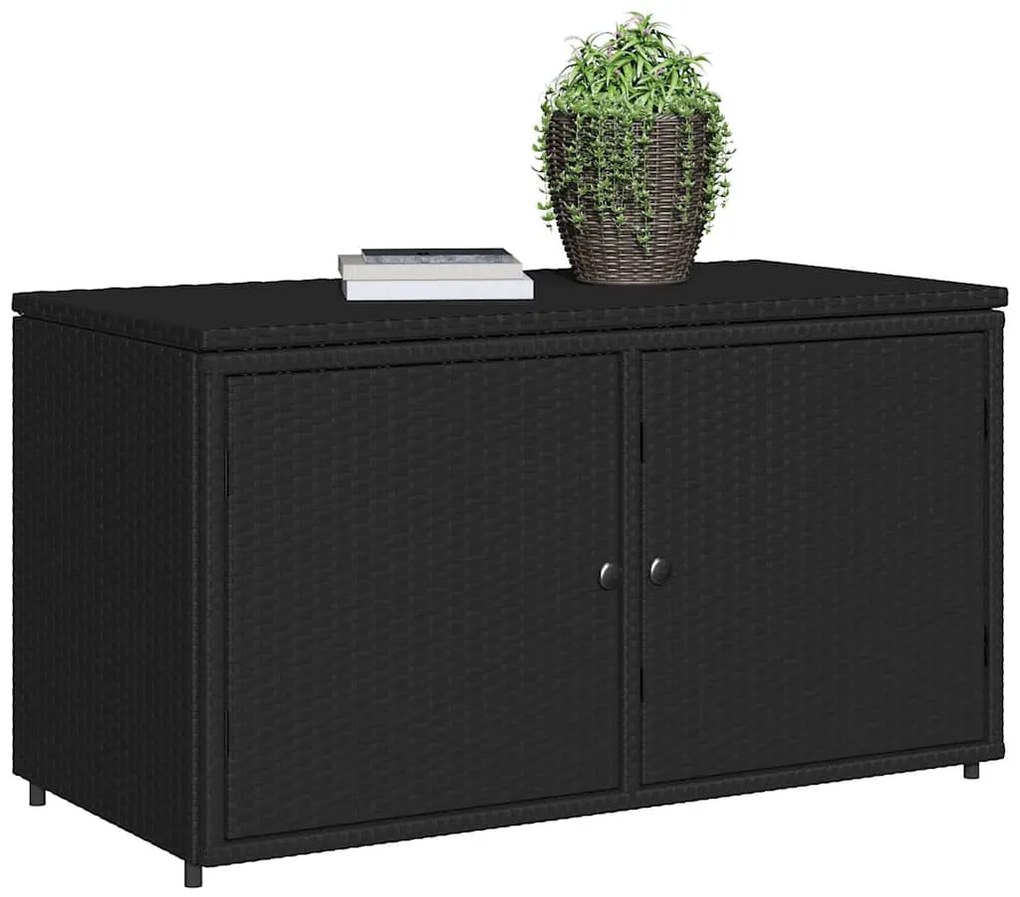 vidaXL Ντουλάπι Αποθήκευσης Κήπου Μαύρο 110x55,5x60,5 εκ. Συνθ. Ρατάν