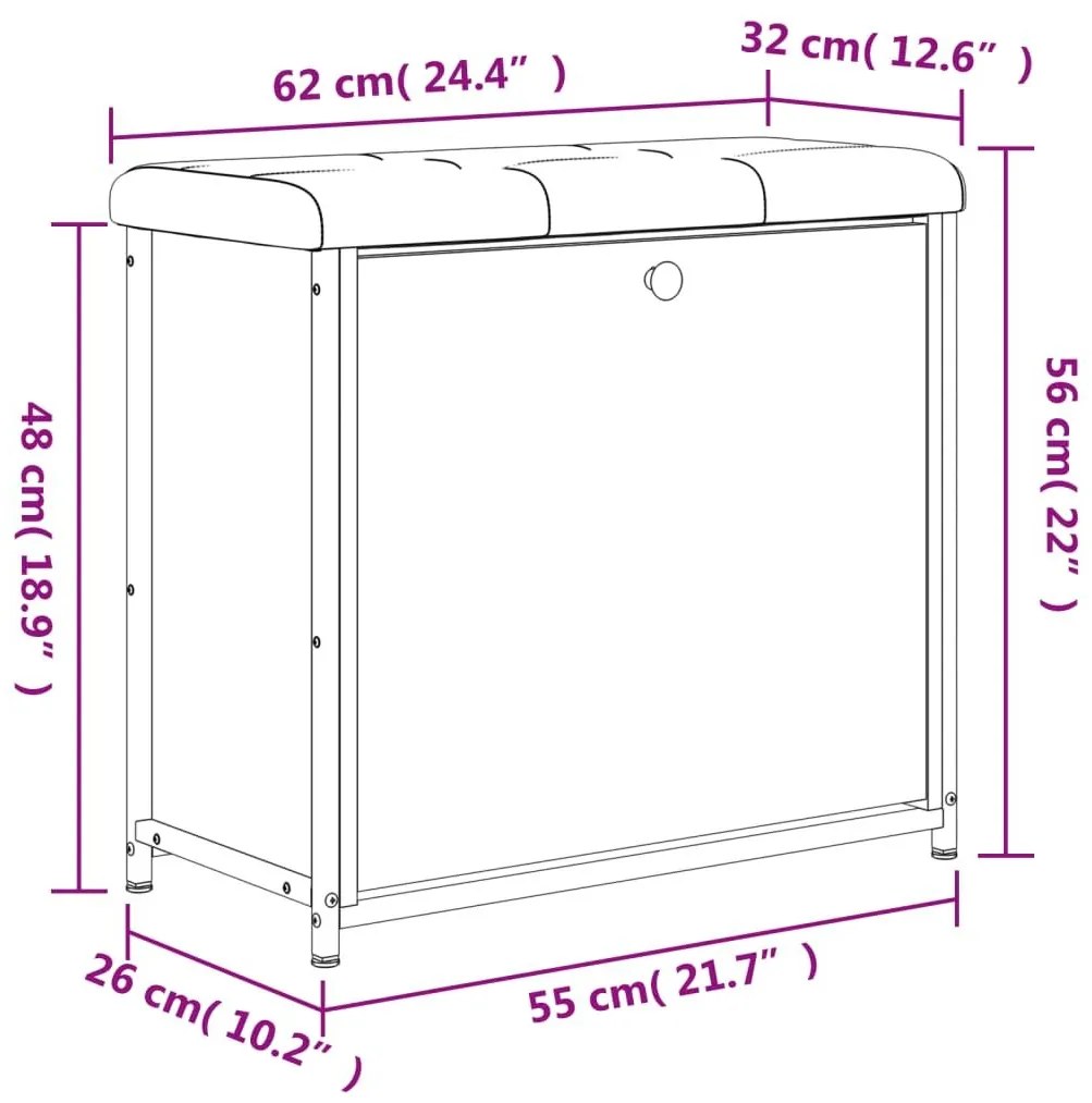 Παπουτσοθήκη με Ανακλ. Συρτάρι Καφέ Δρυς 62x32x56 εκ. - Καφέ