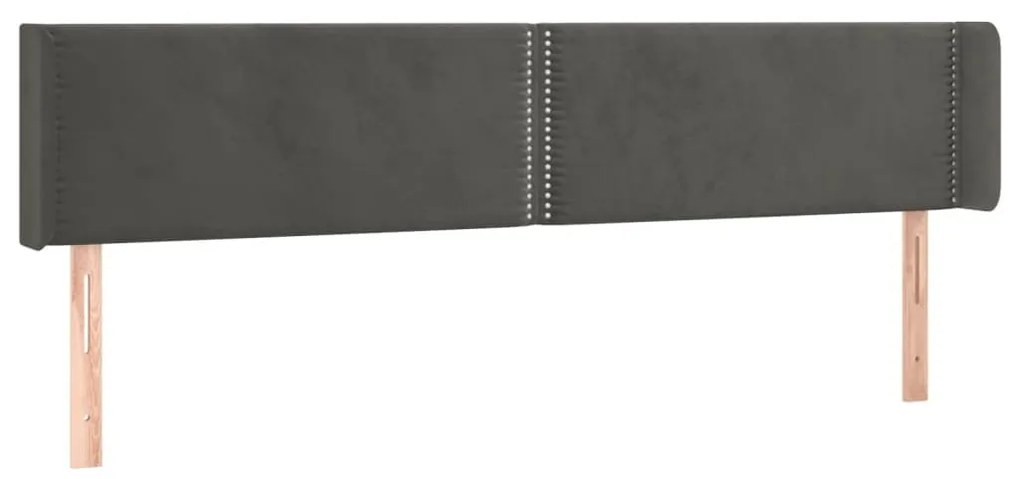 Κεφαλάρι Κρεβατιού LED Σκούρο Γκρι 203x16x78/88 εκ. Βελούδινο - Γκρι