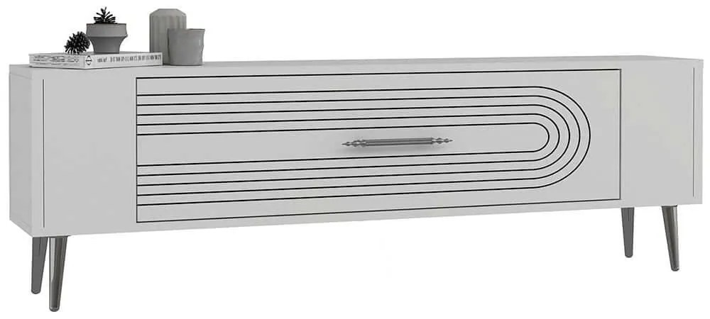 Έπιπλο Τηλεόρασης Retrol 475OLV2944 120x26,4x48,2cm White-Silver