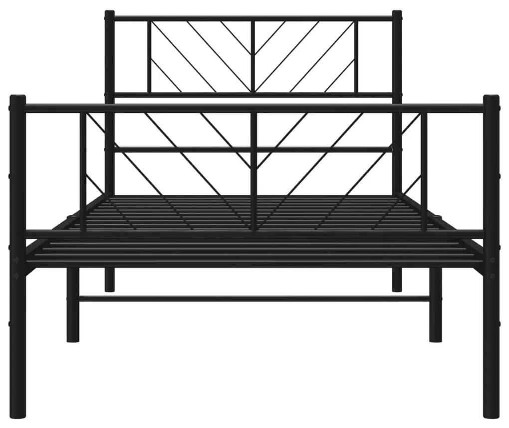 vidaXL Πλαίσιο Κρεβατιού με Κεφαλάρι&Ποδαρικό Μαύρο 90x200 εκ. Μέταλλο