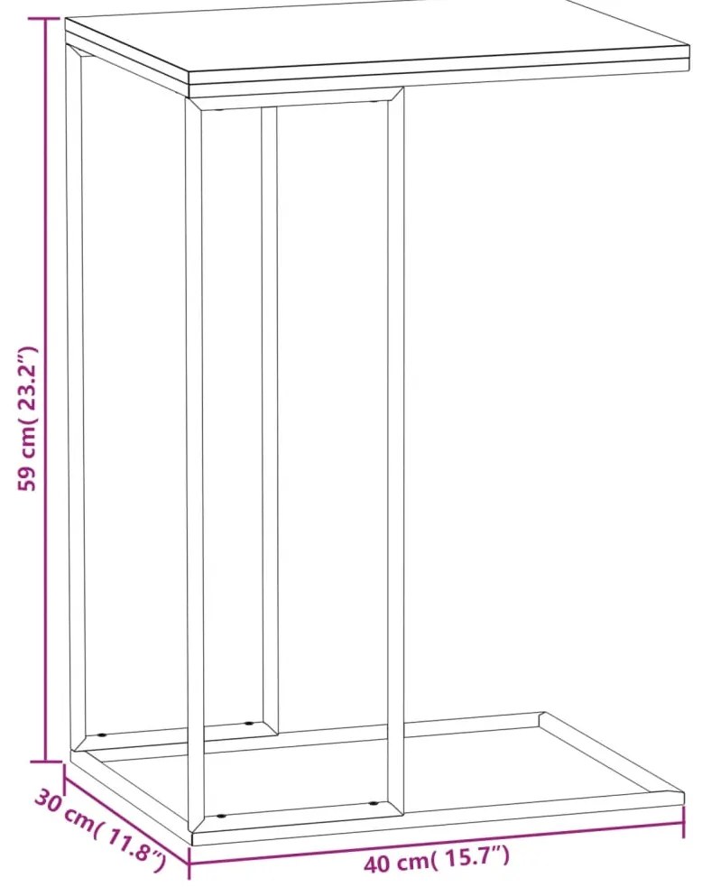 vidaXL Τραπέζι Βοηθητικό Μαύρο 40x30x59 εκ. από Επεξεργασμένο Ξύλο