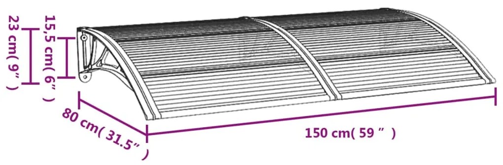 vidaXL Στέγαστρο Πόρτας Μαύρο 150x75 εκ. από Πολυκαρβονικό