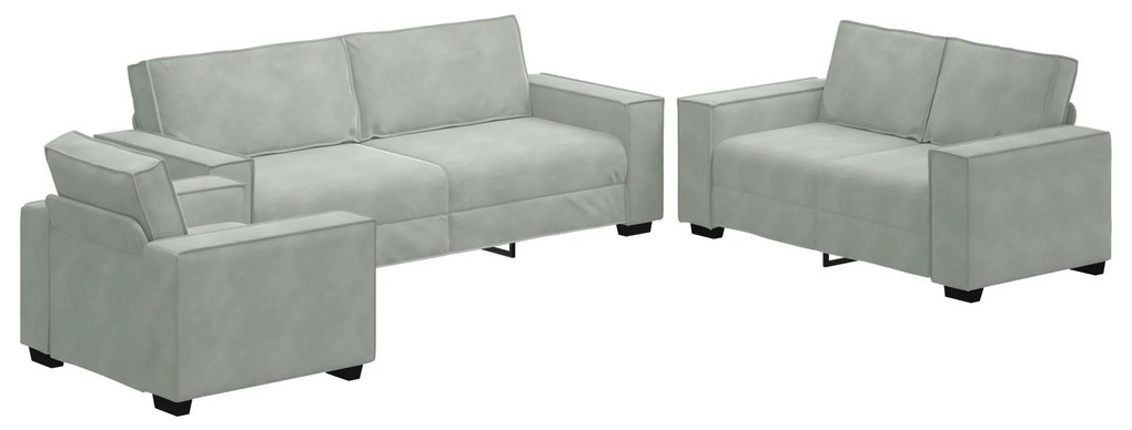 vidaXL Σετ Καναπέ με μαξιλάρι 3 pcs Γκρι 220 x 78 x 84 εκ. Βελούδο