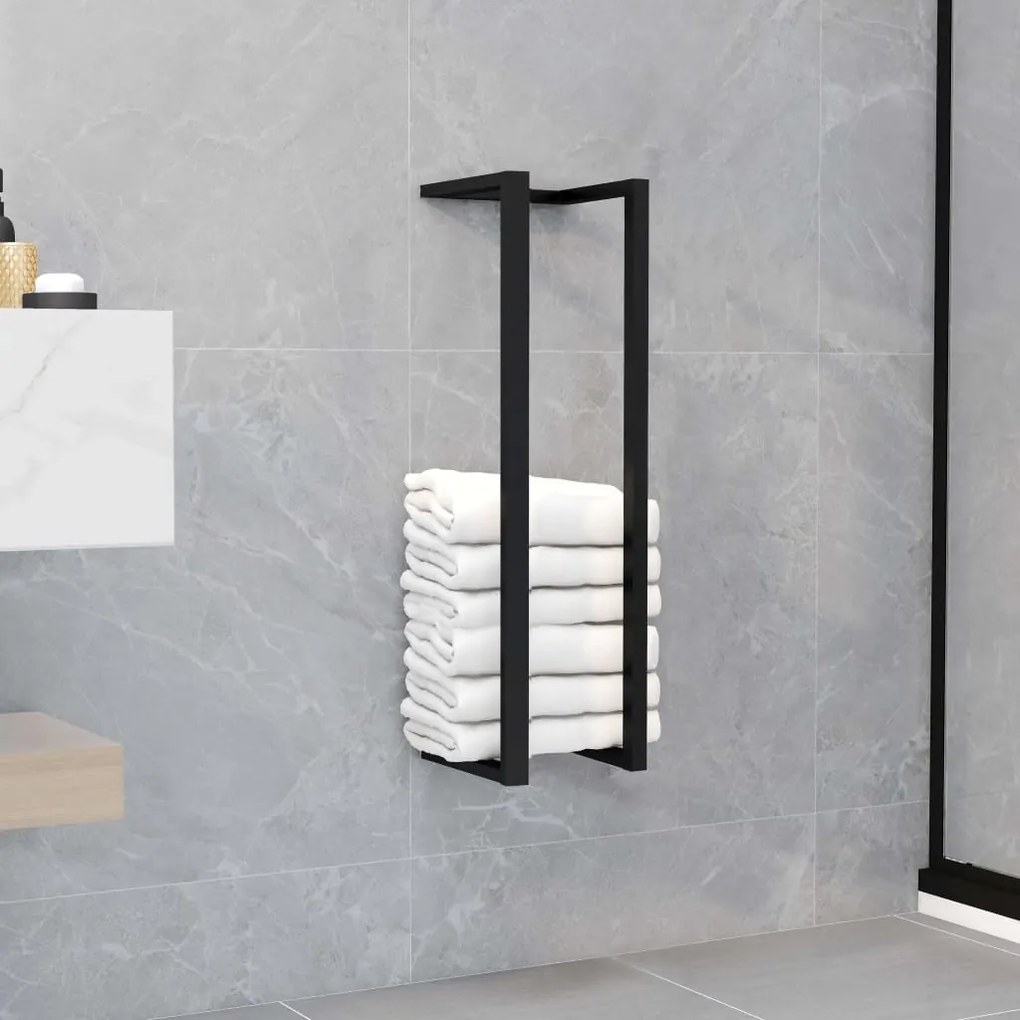vidaXL Βάση για Πετσέτες Επιτοίχια Μαύρη 12,5x12,5x60 εκ. Σιδερένια