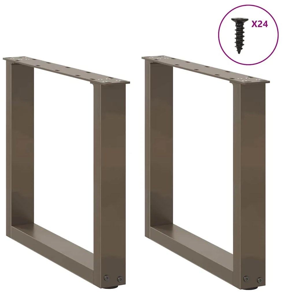 vidaXL Πόδια Τραπεζιού Σαλονιού σε Σχήμα U 2 τεμ. από Φυσικό Ατσάλι 50x(42-43) εκ. Ατσάλι