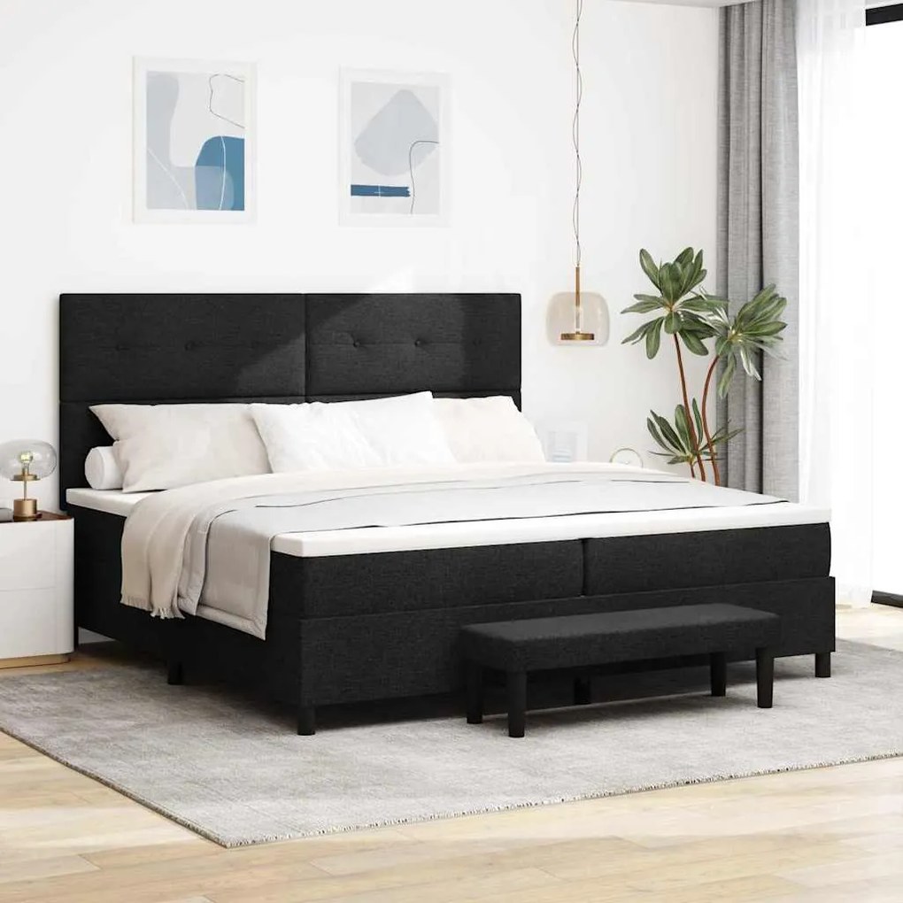 vidaXL Κρεβάτι με ελατήρια με στρώμα Μαύρο 200 x 200 cm ύφασμα