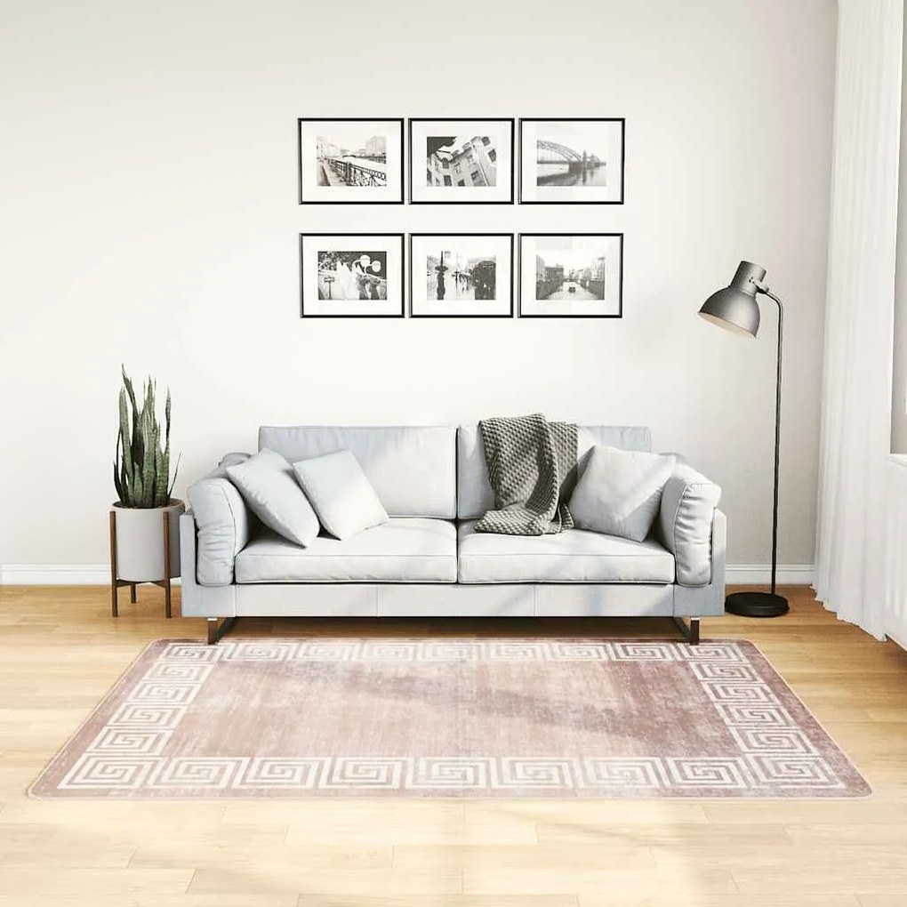 vidaXL Χαλί Πλενόμενο Αντιολισθητικό Μπεζ 120 x 180 εκ.