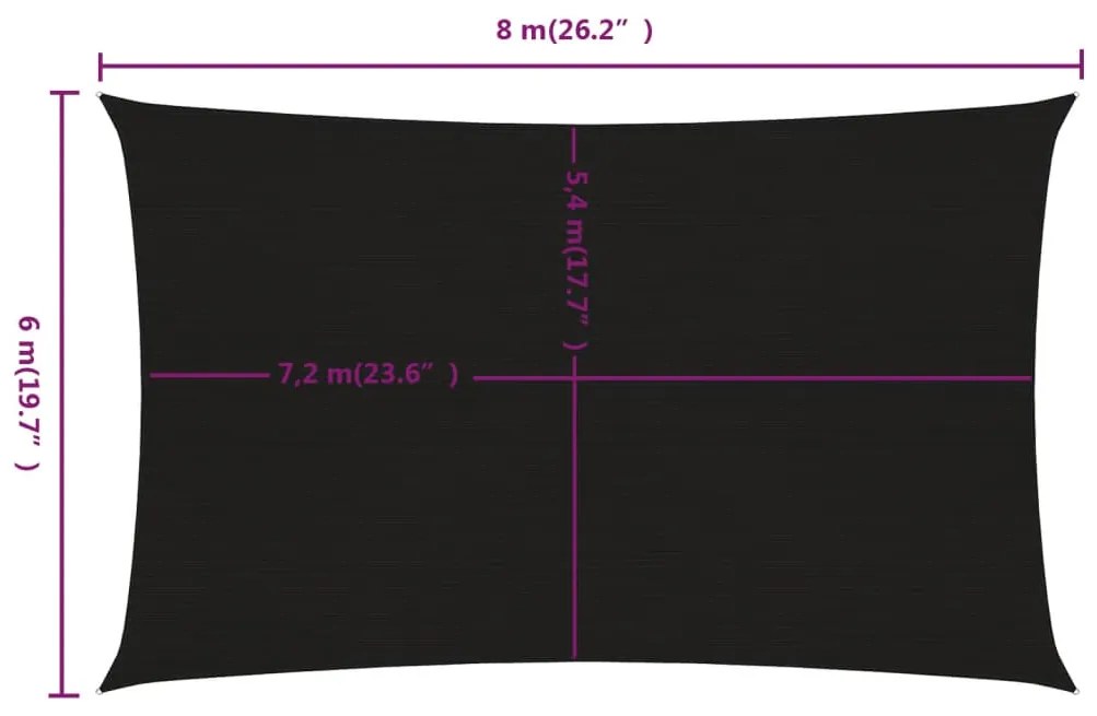 Πανί Σκίασης Ορθογώνιο Μαύρο 6x8 μ. HDPE 160 γρ./μ² - Μαύρο