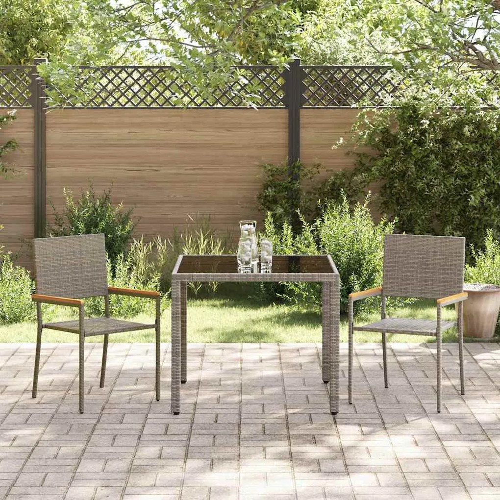 vidaXL Σέτ φαγητού για κήπο 3 pcs Γκρι, Καφέ 90 x 90 x 75 cm