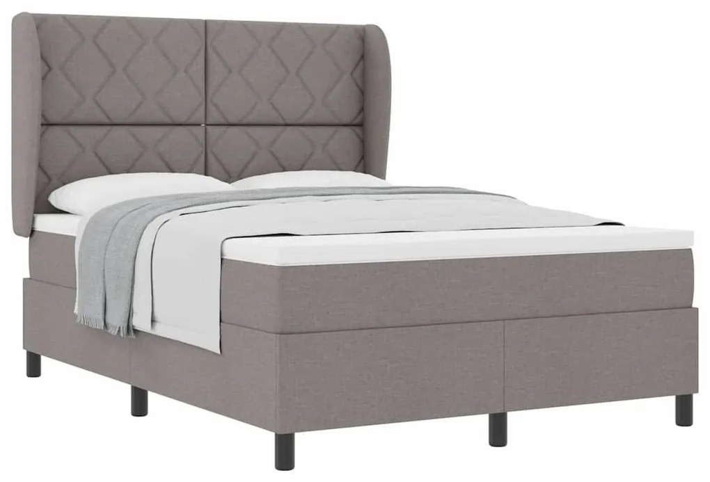 vidaXL Κρεβάτι με ελατήρια με στρώμα Taupe 140 x 200 cm ύφασμα