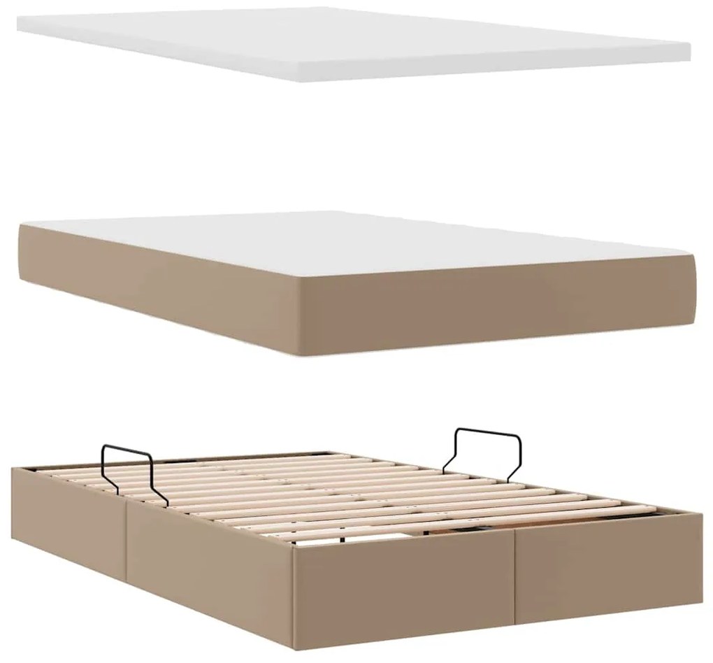 vidaXL Κρεβάτι με αποθηκευτικό χώρο και στρώμα Καπουτσίνο 120 x 200 cm