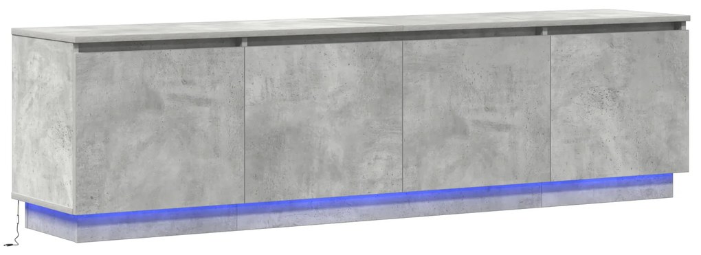 vidaXL Ντουλάπι τηλεόρασης με LED τσιμεντένιο γκρι 180x38x49 εκ. από επεξεργασμένο ξύλο