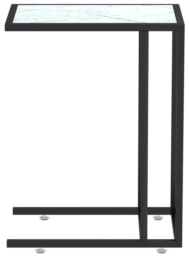 vidaXL Τραπέζι Υπολογ. Βοηθ. Λευκό Οψη Μαρμάρου 50x35x65εκ. Ψημ. Γυαλί