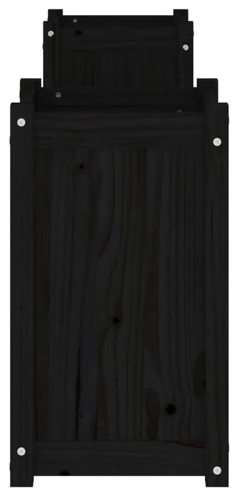 Ζαρντινιέρα Παγκάκι Μαύρο 180x36x63 εκ. από Μασίφ Ξύλο Πεύκου - Μαύρο