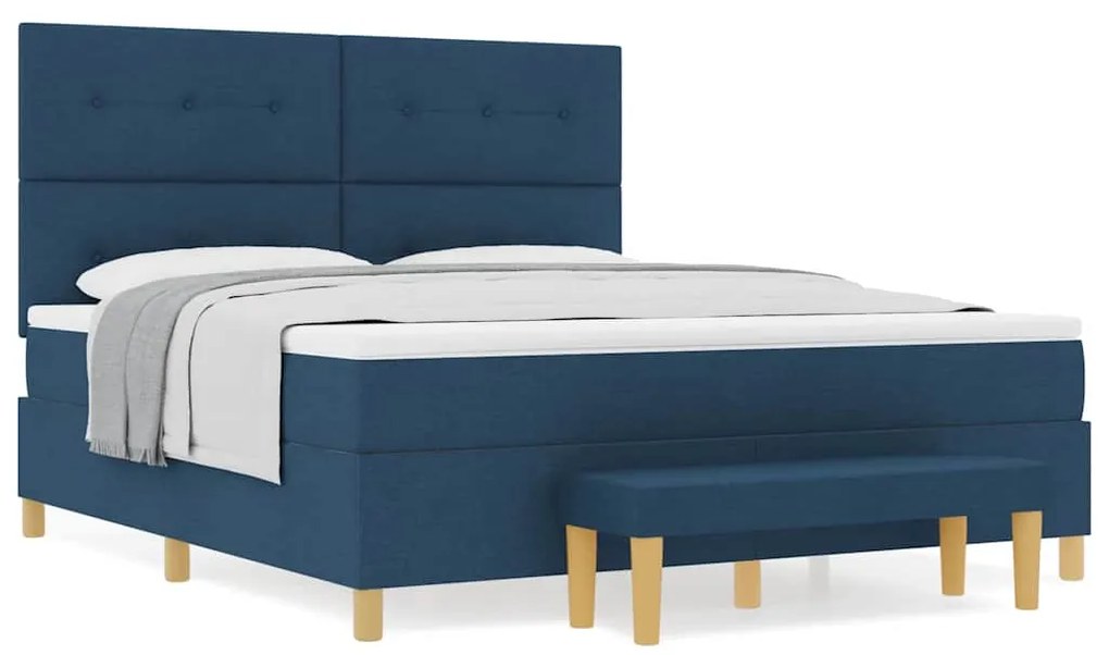 vidaXL Κρεβάτι με ελατήρια με στρώμα Μπλε 180 x 200 cm ύφασμα