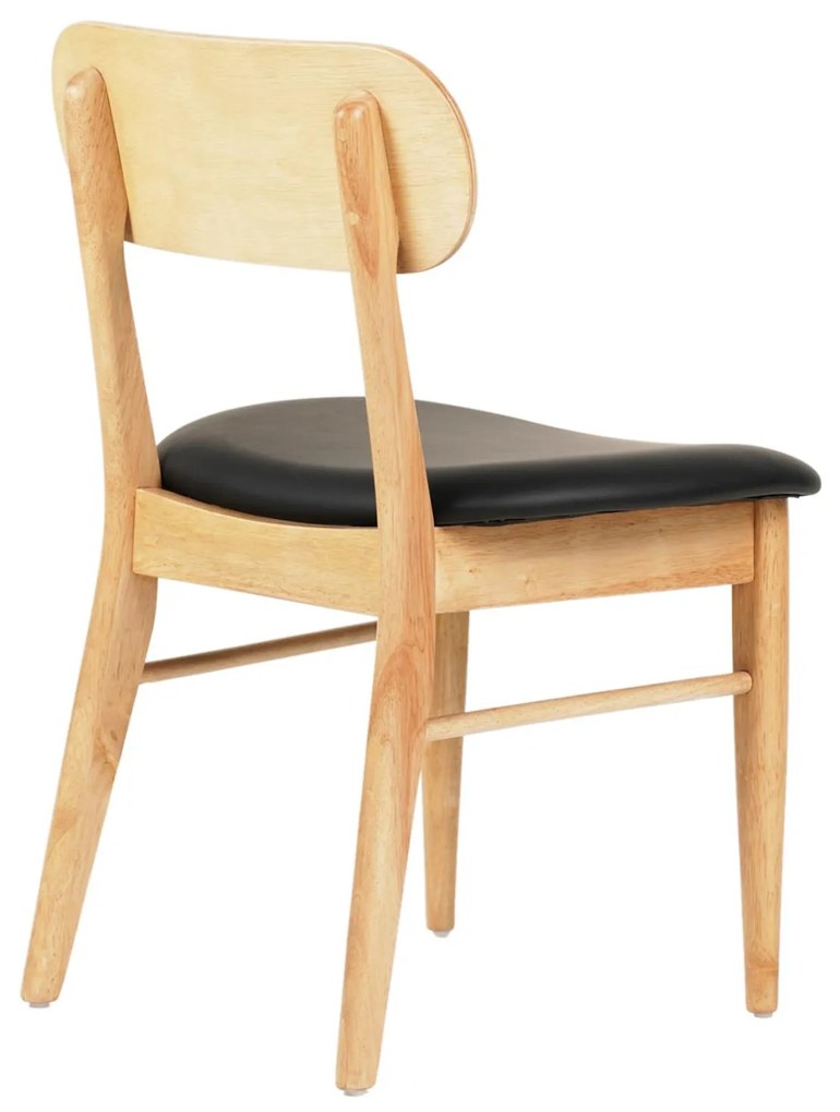 Καρέκλα τραπεζαρίας SEKOR Rubberwood και PU Μαύρο 50x50x80Υεκ. 2αδα 50x50x80 εκ.