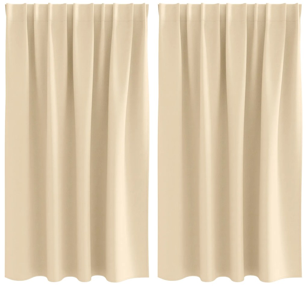 vidaXL Κουρτίνες με κουρτίνες 2 pcs Κρεμ 140 x 140 cm Πολυεστέρας